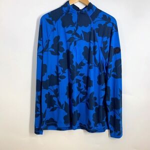 G/Fore Tonal Floral Luxe‎ Quarter 1/4 Zip Mid Layer Racer Blue Size Large